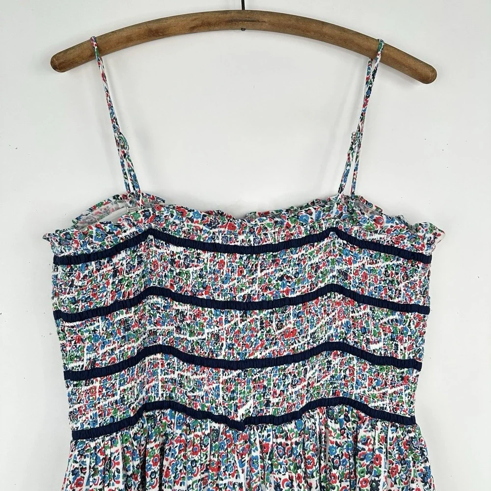 Free People NWT Bali Checked Out Gardenia Floral Romper LARGE‎ Smocked Pockets